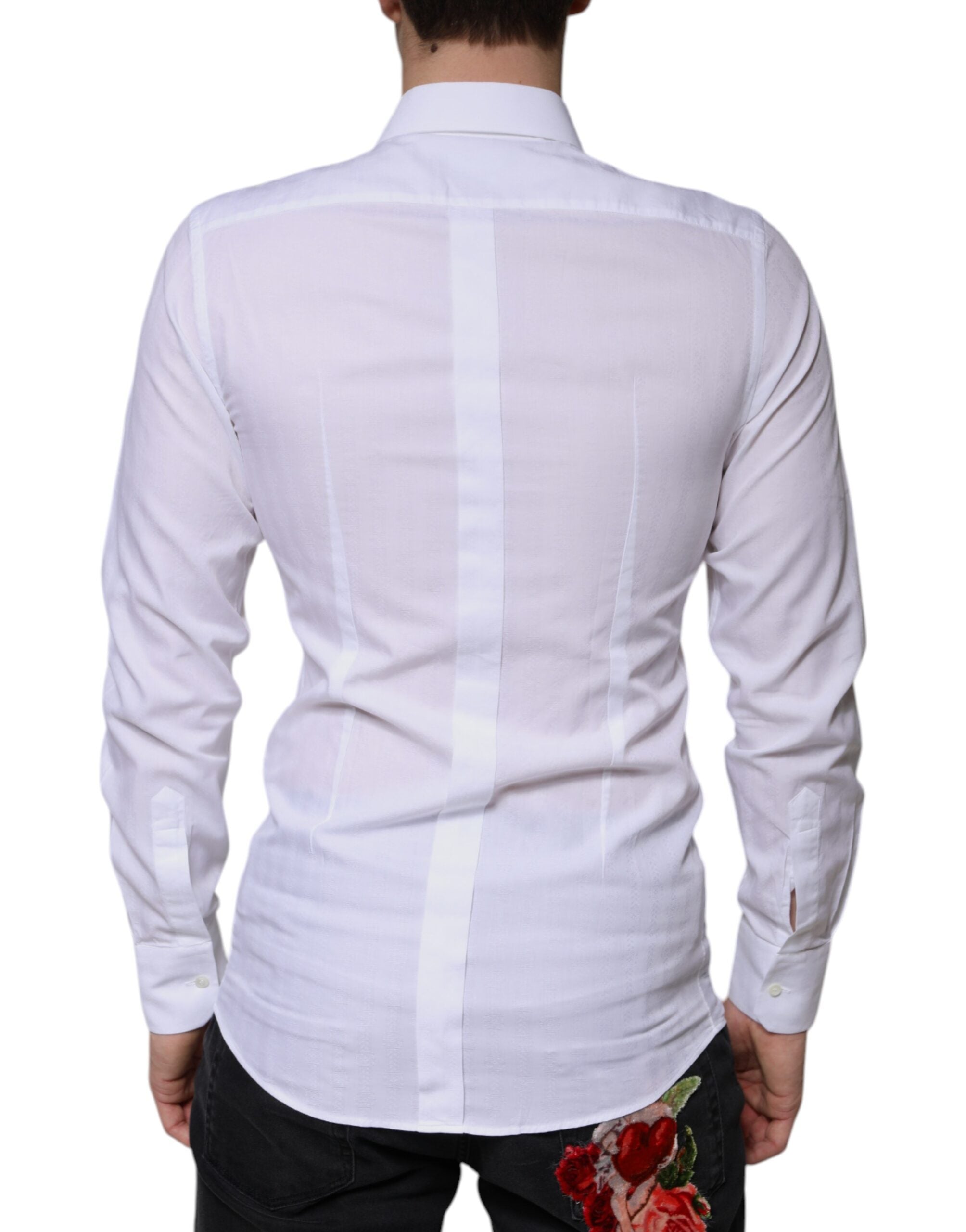 Dolce & Gabbana White formal men's shirt GOLD made of cotton